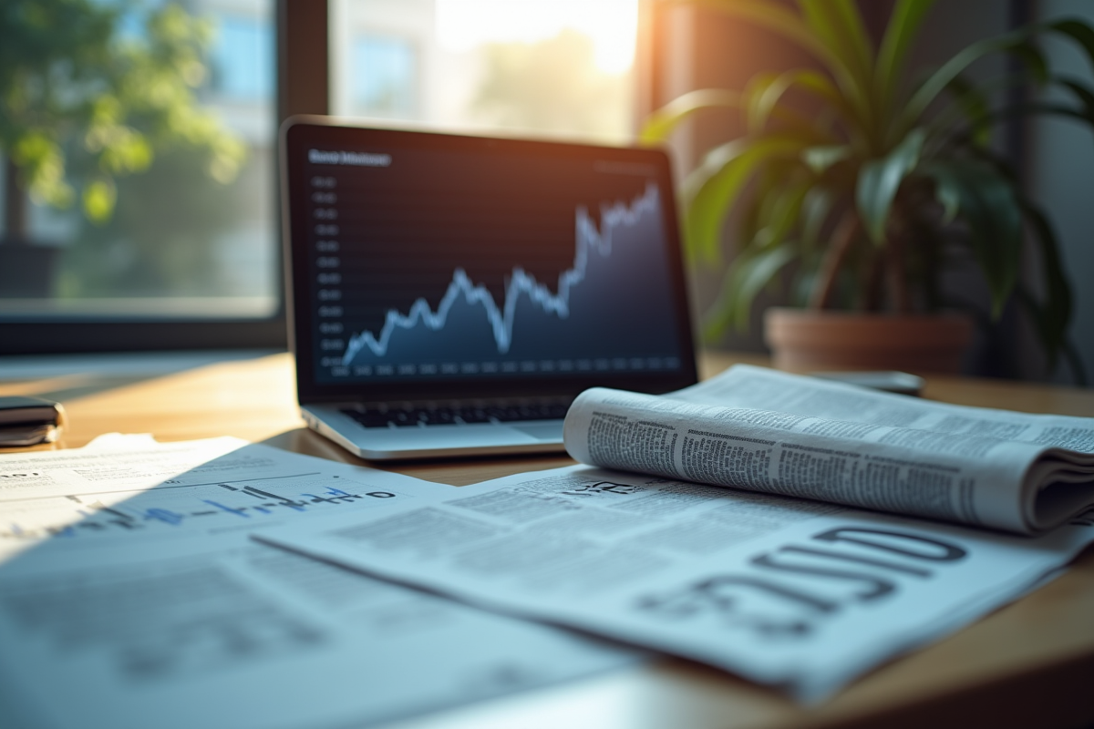 Bureau d'un analyste financier avec graphique en hausse