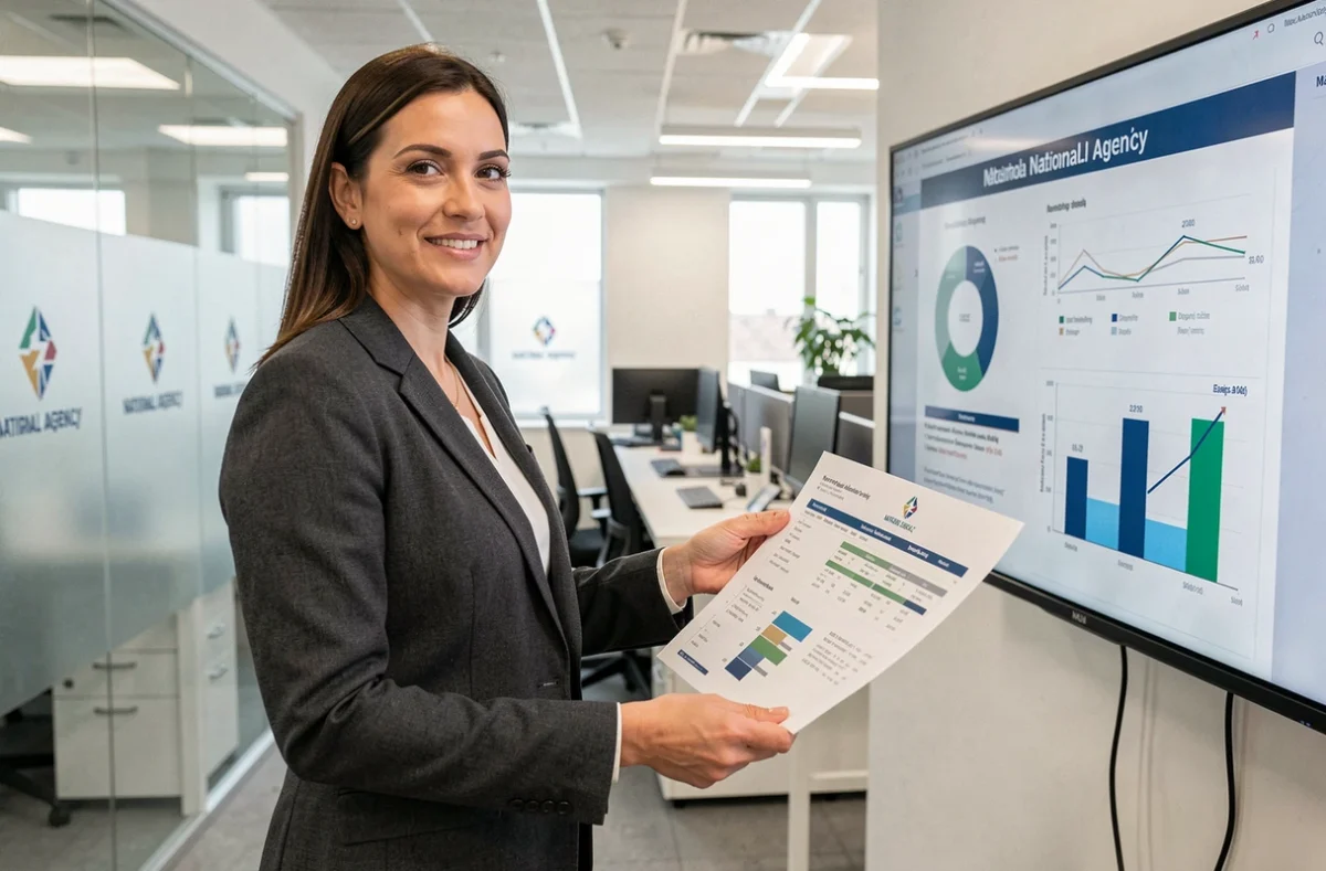 Conseillère CAFPI en agence locale présentant une simulation de crédit immobilier