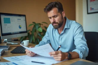 Comptable analysant des fiches de paie et documents fiscaux liés aux heures supplémentaires imposables