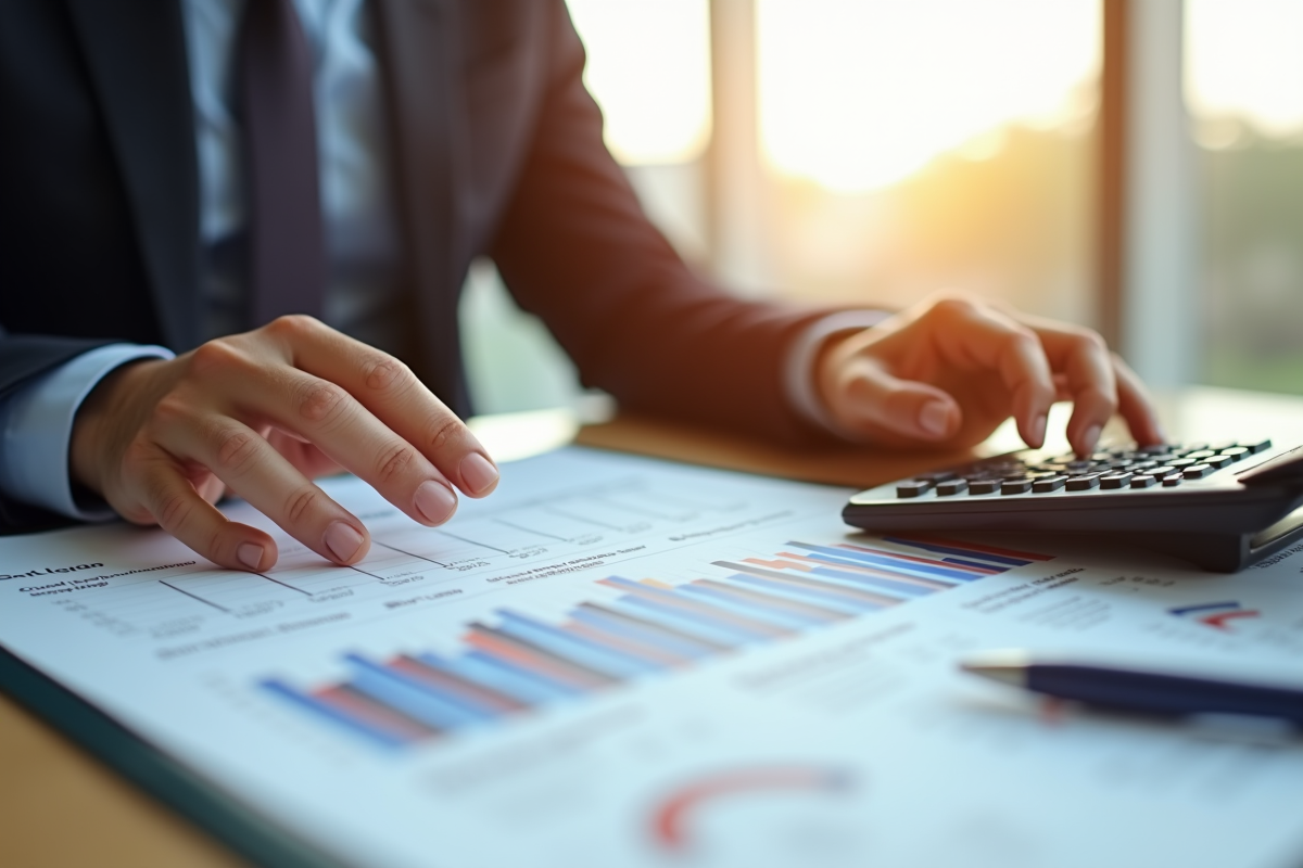 Conseiller financier montrant un graphique sur un prêt immobilier