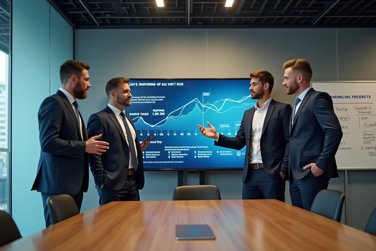 Groupe de professionnels discutant autour d