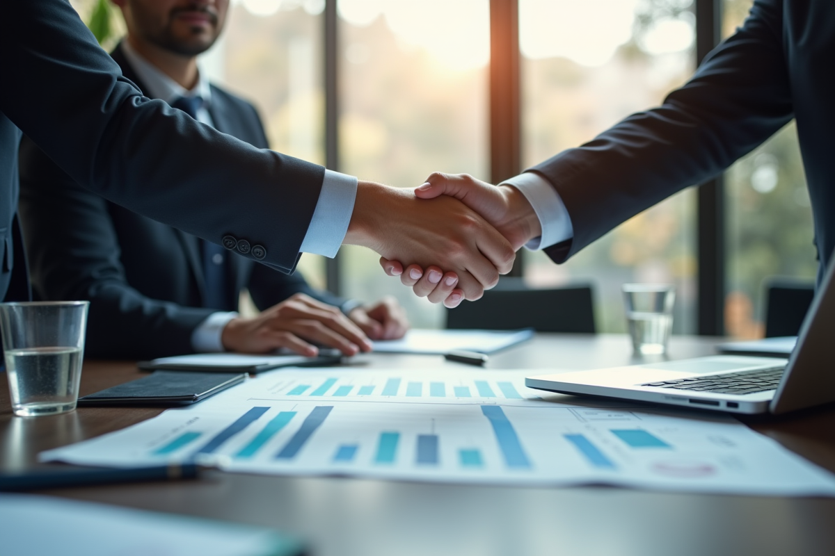 Deux professionnels se serrant la main lors d