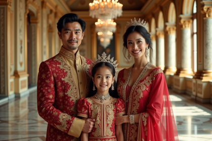 Famille royale élégante dans un palais somptueux