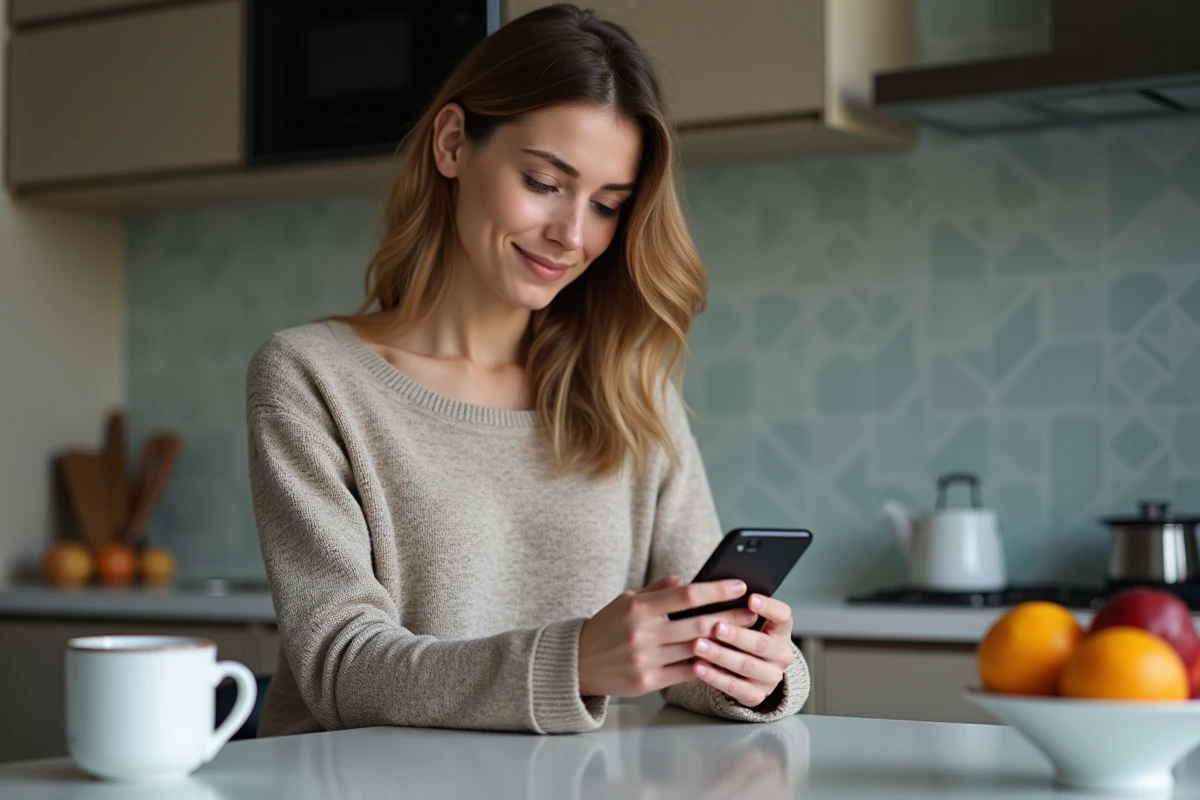 Jeune femme utilisant son smartphone pour une notification de sécurité