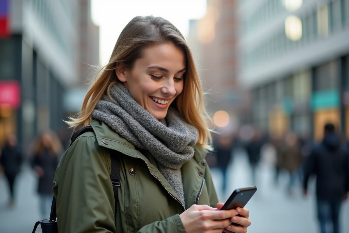 Jeune femme faisant un don en ligne avec son smartphone