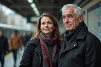 Une femme et un homme d affaires dans une station de métro