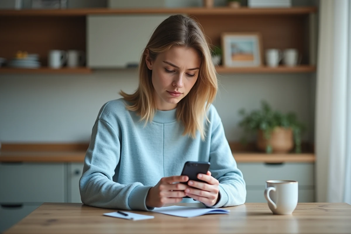 Jeune femme utilisant son smartphone pour débloquer sa carte bancaire