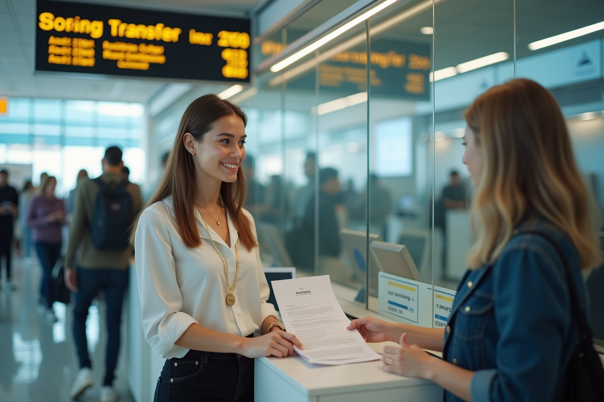 Jeune femme effectuant un transfert d