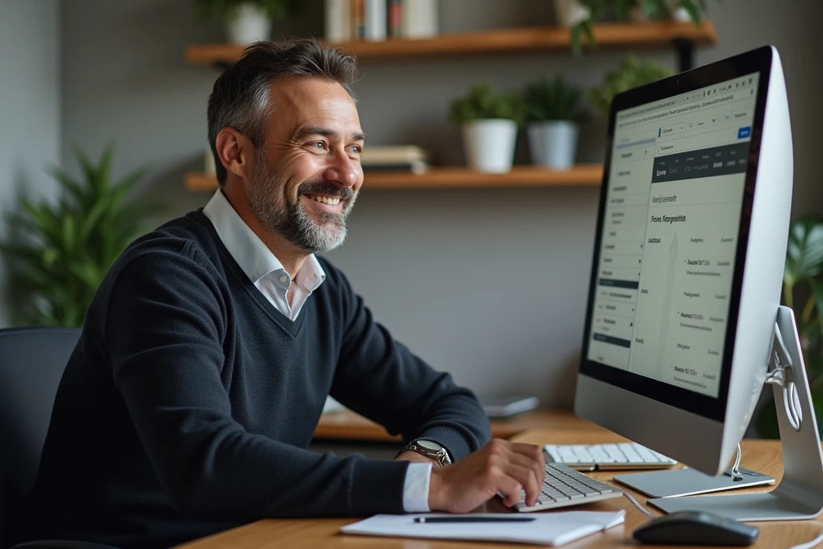 Homme d affaires consultant son compte client au bureau