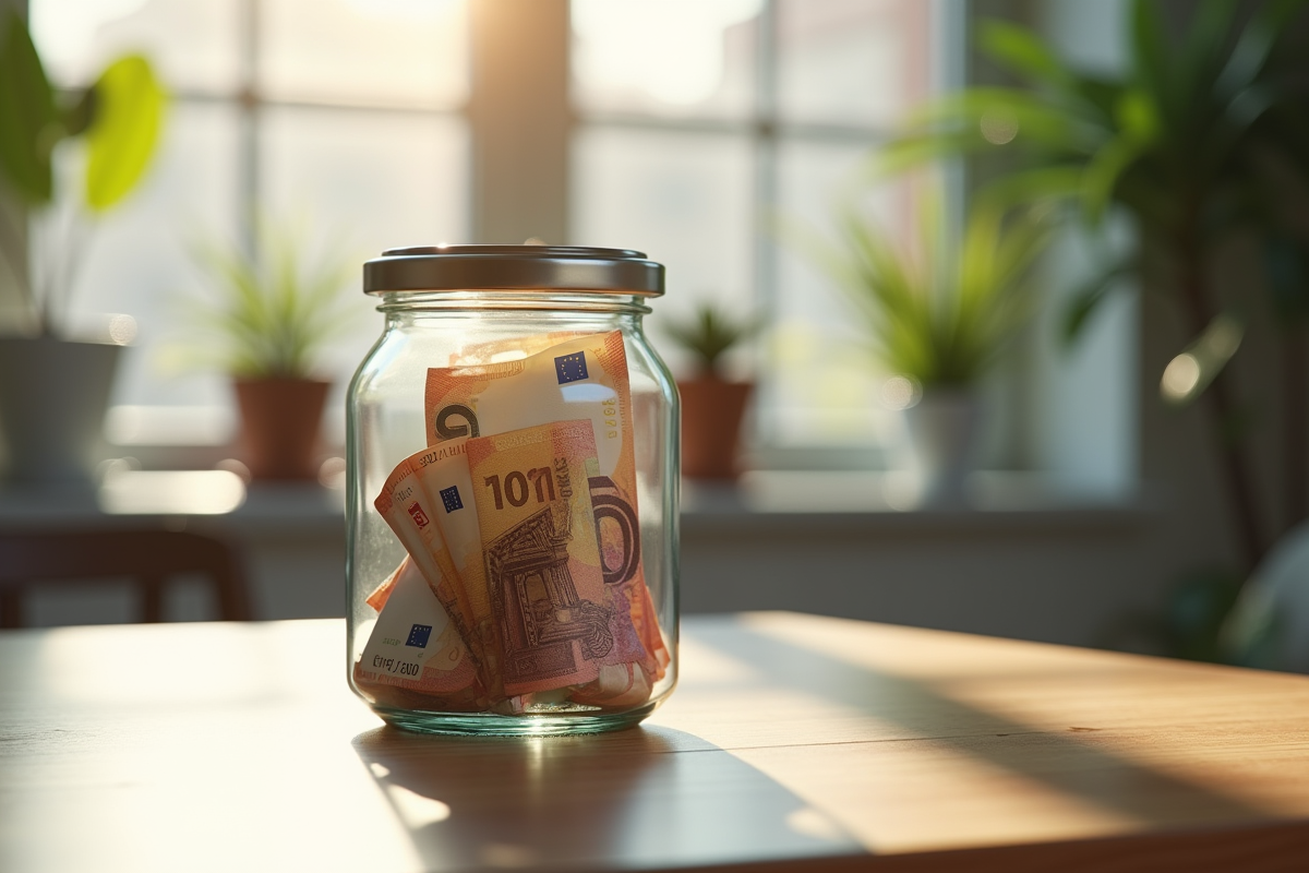 Porte-monnaie rempli de billets euros divisés par tranches fiscales
