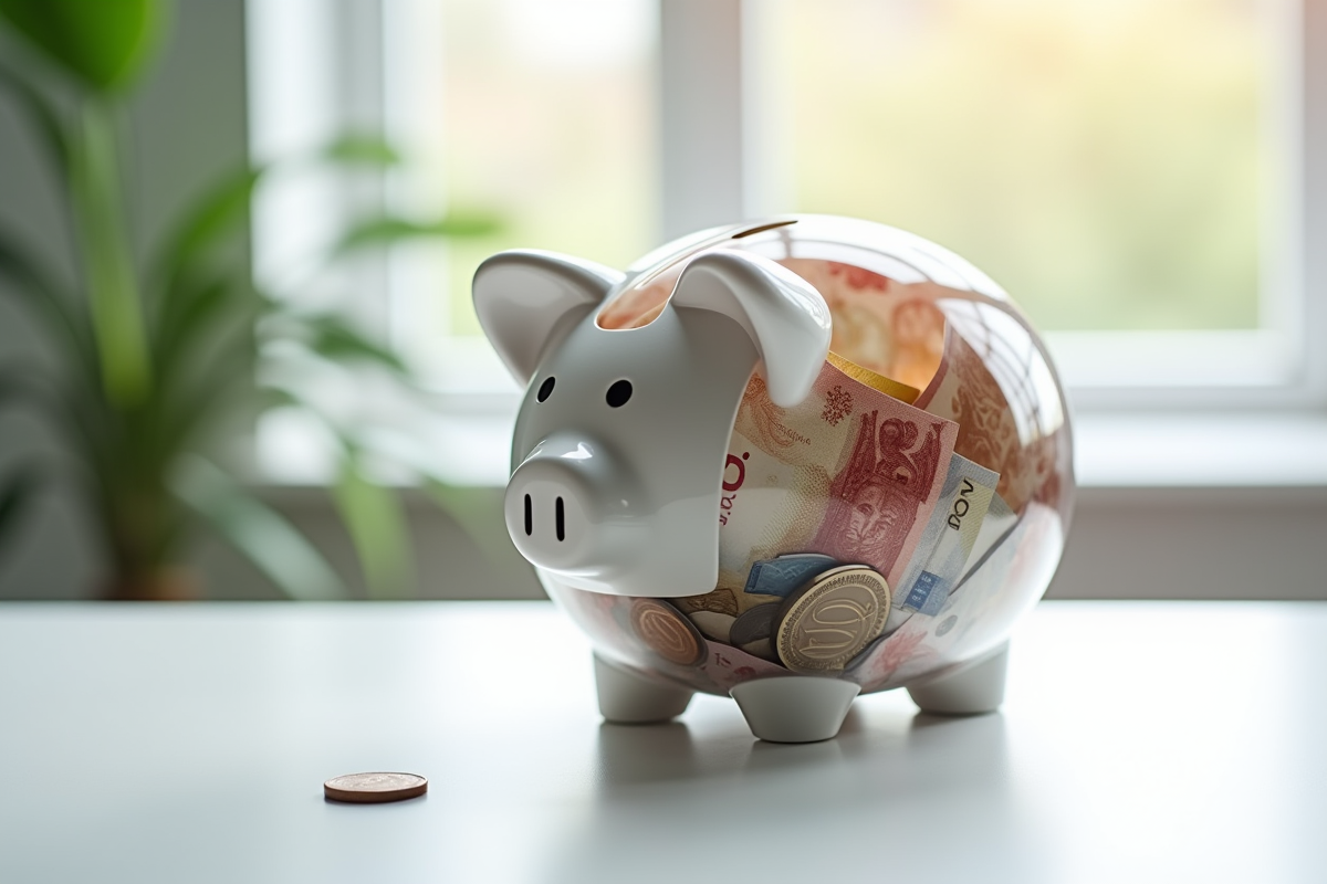 Portefeuille avec monnaies étrangères sur bureau lumineux