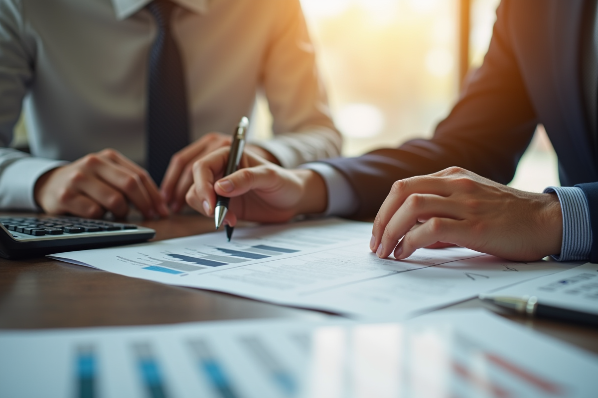 Professionnel bien habille examinant un document financier en lumière naturelle