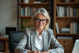 Femme rédigeant une lettre de résiliation de contrat d'assurance à son bureau à domicile