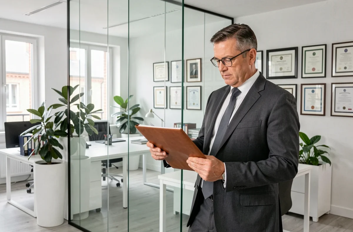 Notaire de l'étude Regairaz Notaires dans un cabinet moderne avec espace de travail contemporain