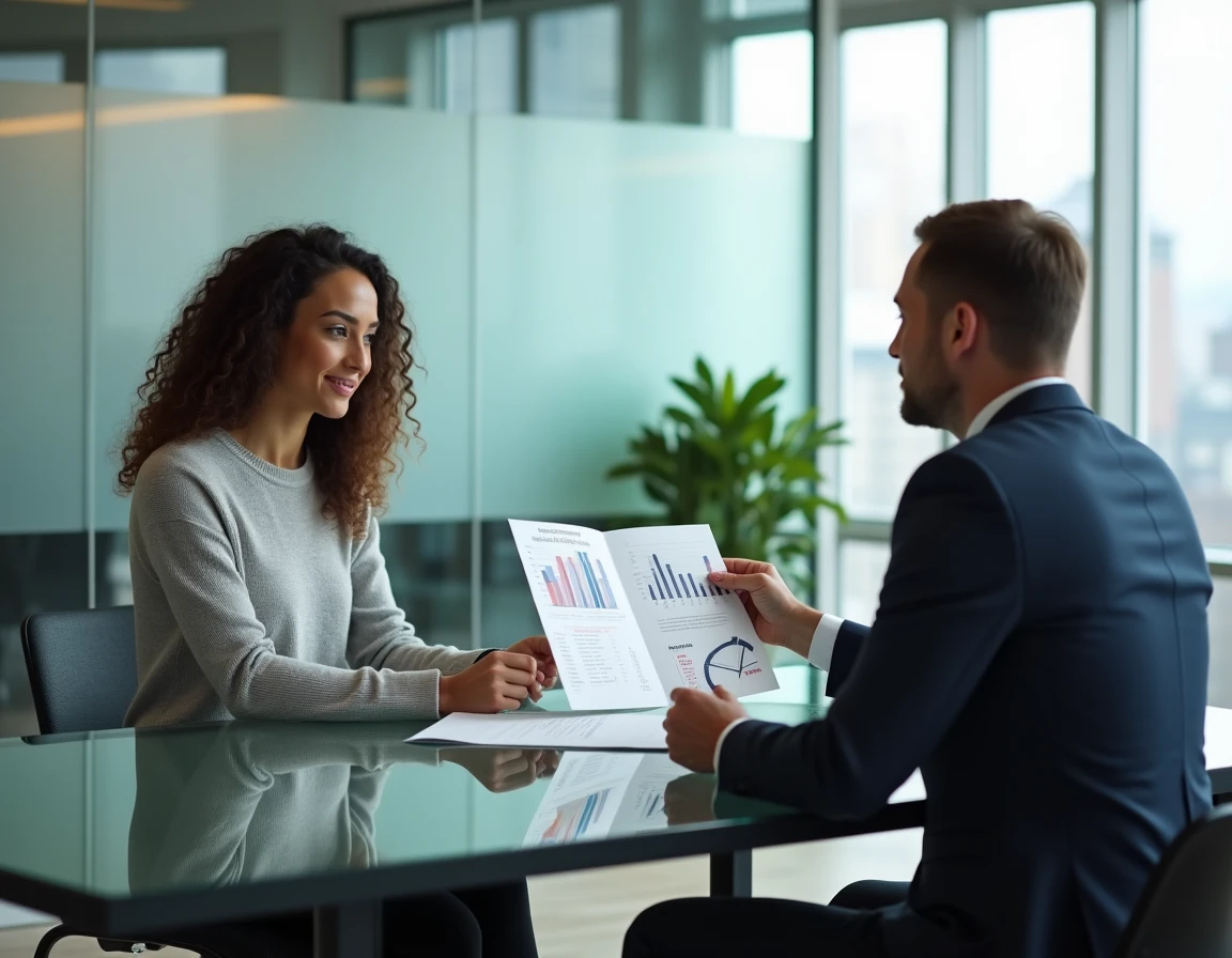 Femme en réunion avec un conseiller financier pour comprendre les taux de rendement de son assurance vie
