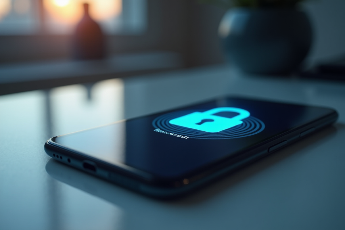 Smartphone affichant une application de gestion de mots de passe sécurisés
