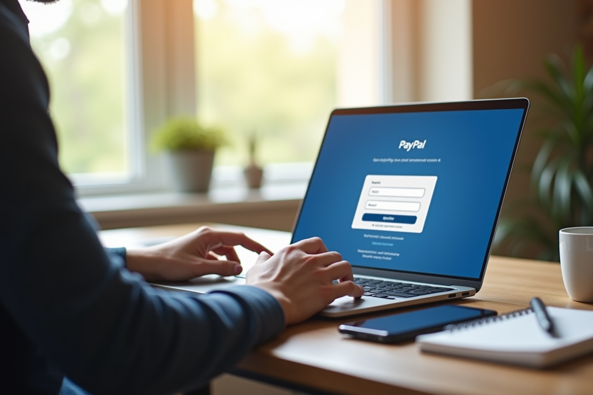 Personne utilisant un ordinateur pour ajouter des fonds à PayPal